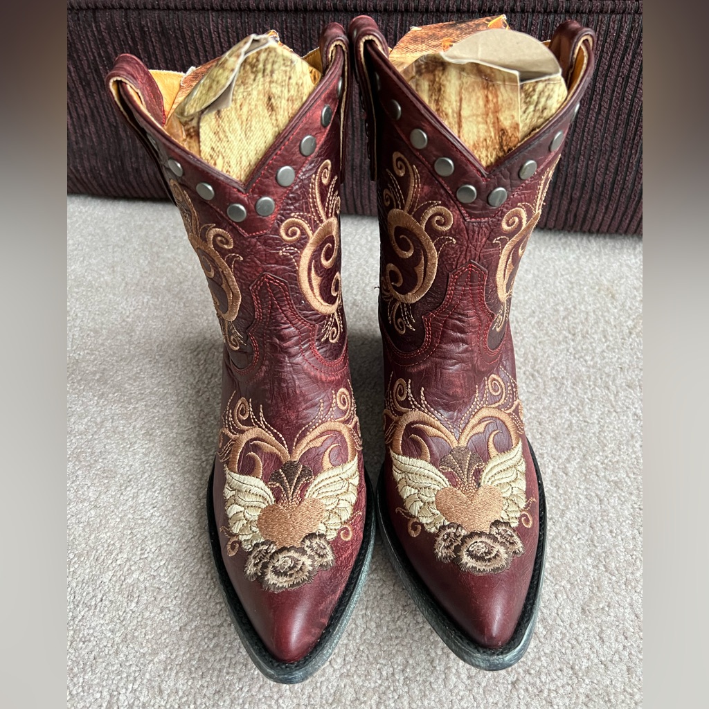 Nib Old Gringo 9.5 Grace Little G Western Cowboy Boots Heart Wings